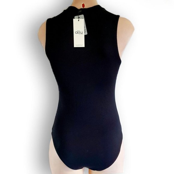 Y2k, Ally, black bodysuit choker neck + deep plunge / scoop front XS fits AU 6-8 - Picture 3 of 4